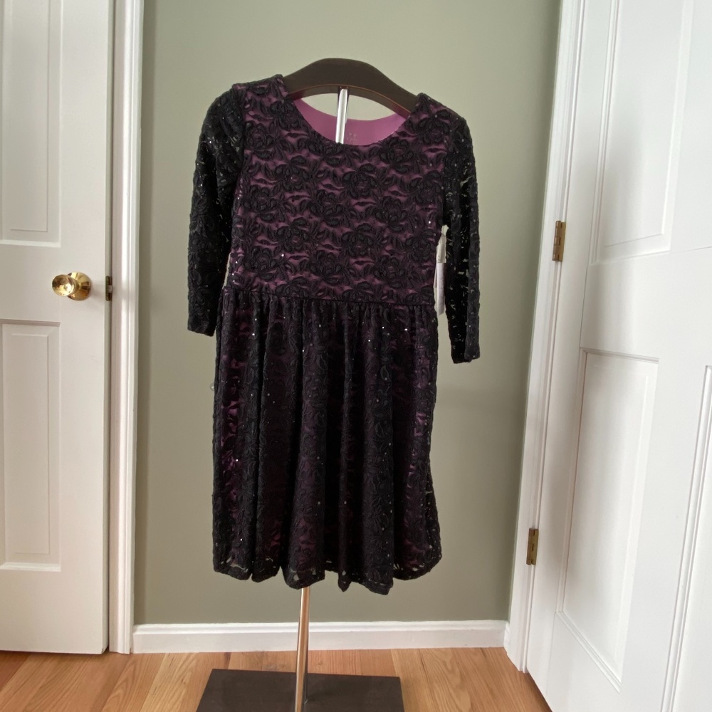 Pippa & Julie Special Occasion Dress - Girls 16 - black lace over pink
